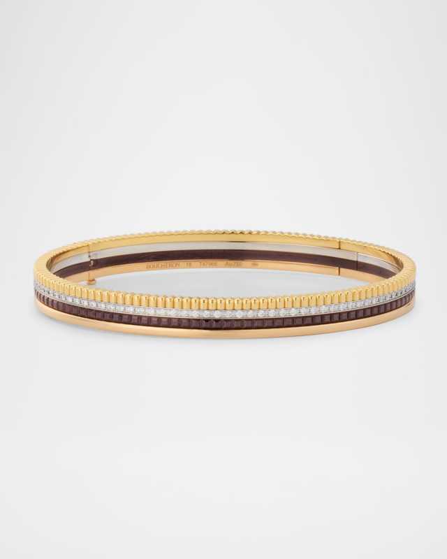 Quatre Classique 18K Tricolor Gold Bracelet with Brown PVD and White Diamonds